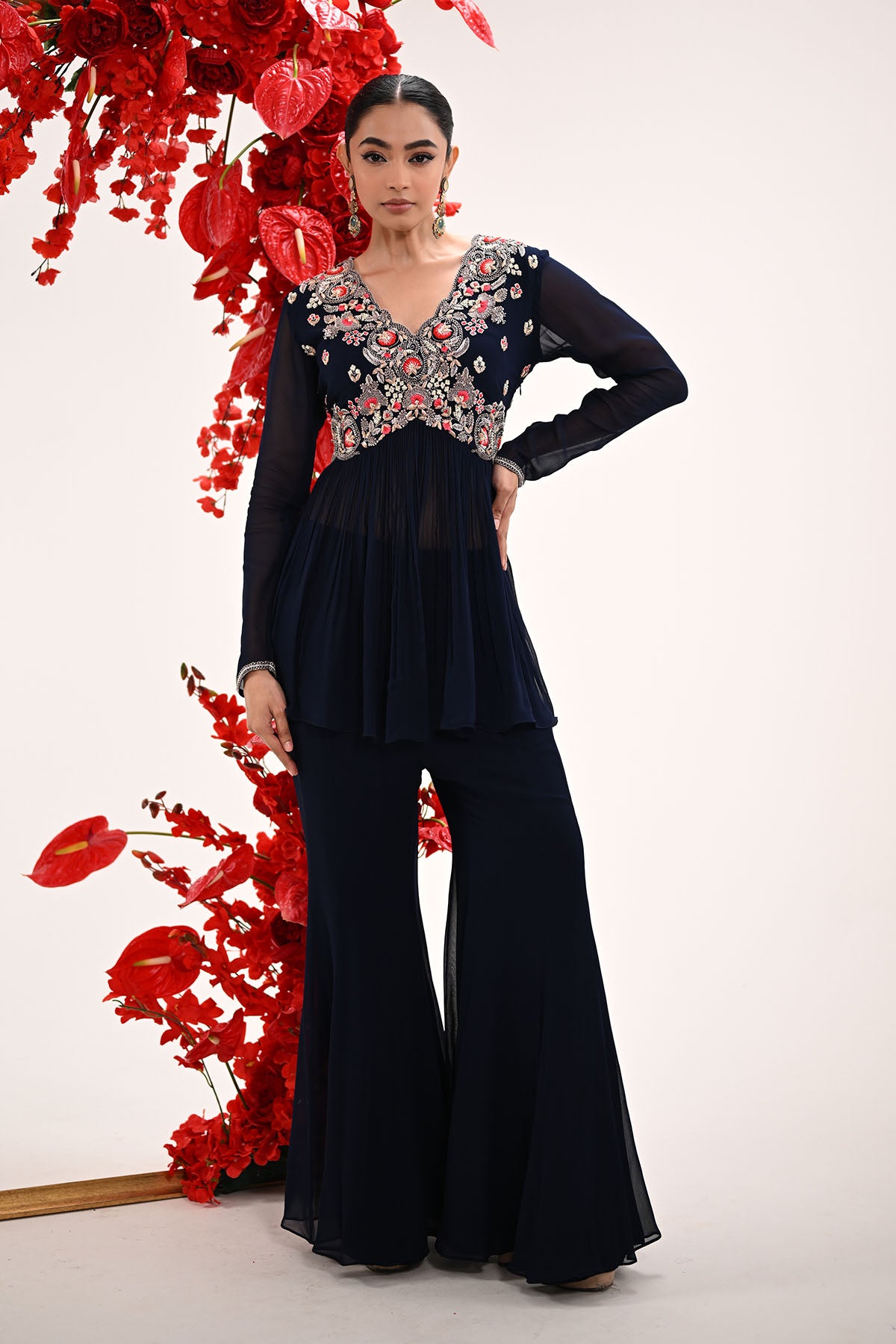 Signature Navy Blue Peplum Sharara