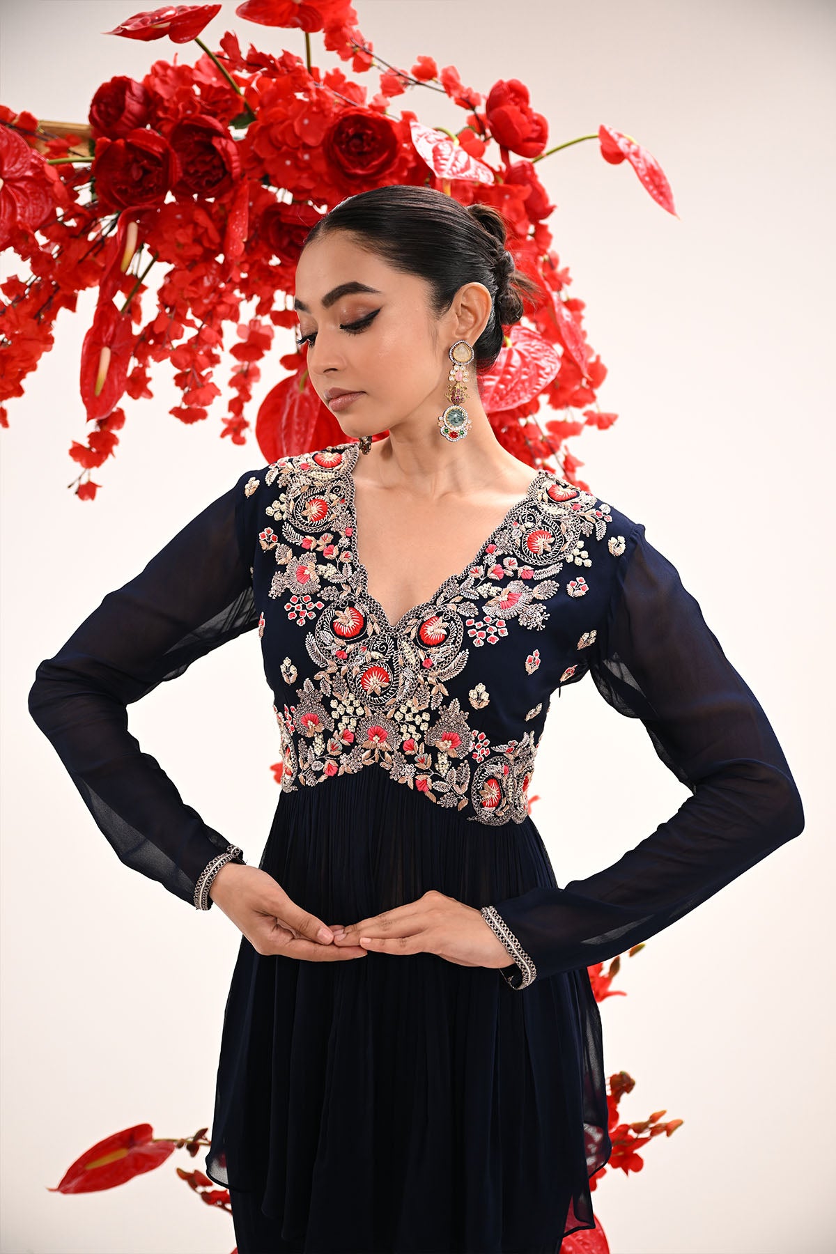 Signature Navy Blue Peplum Sharara