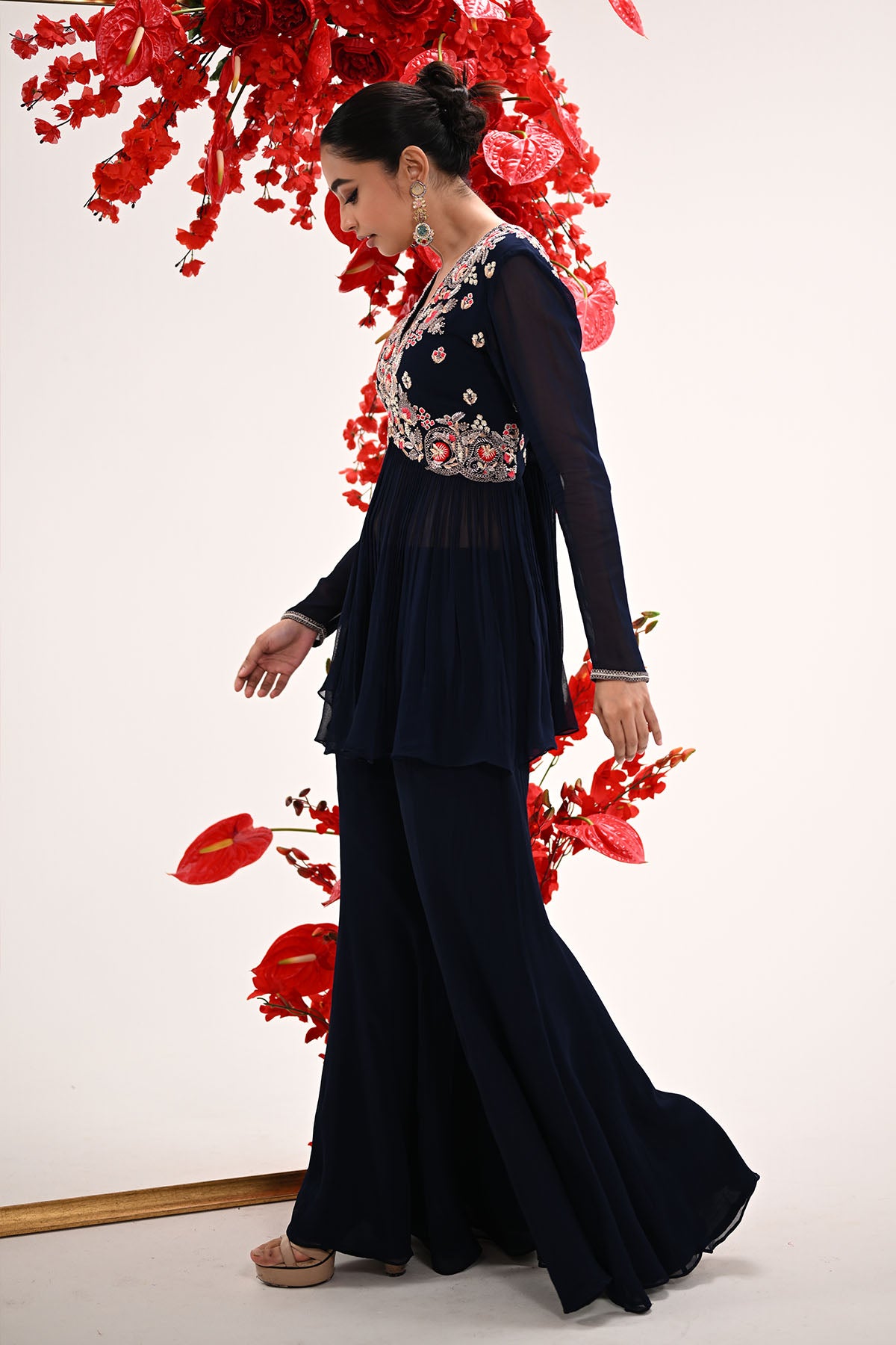 Signature Navy Blue Peplum Sharara