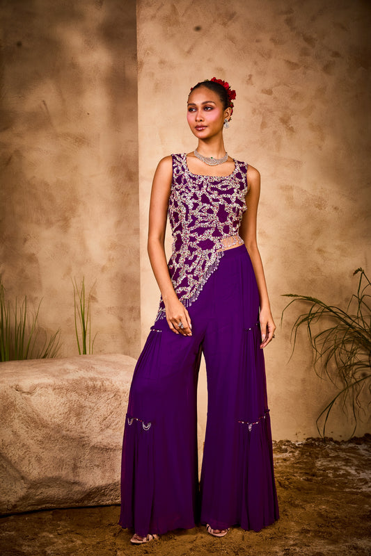 Gilded Sharara Set in purple