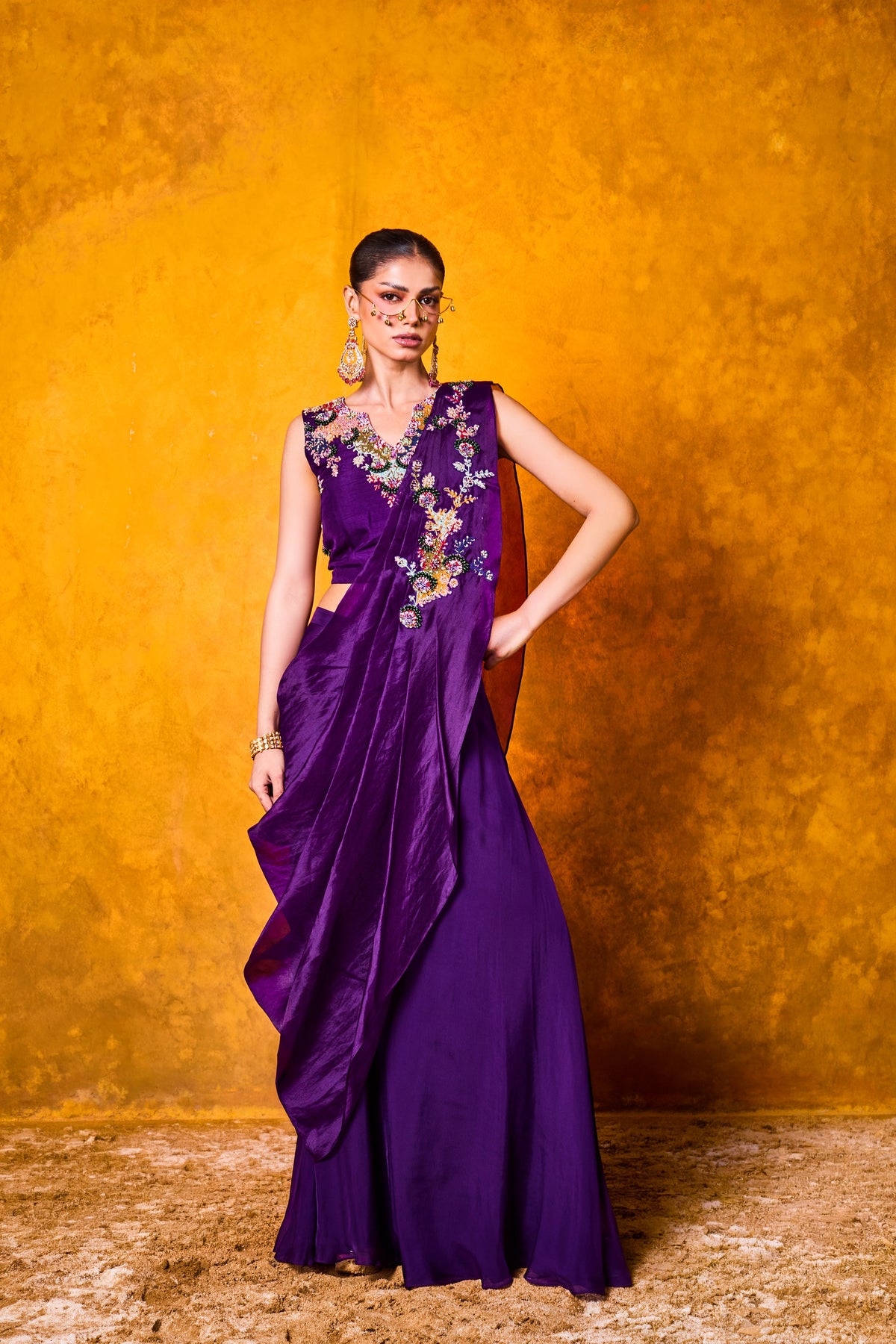 Amethyst Guldaan Saree