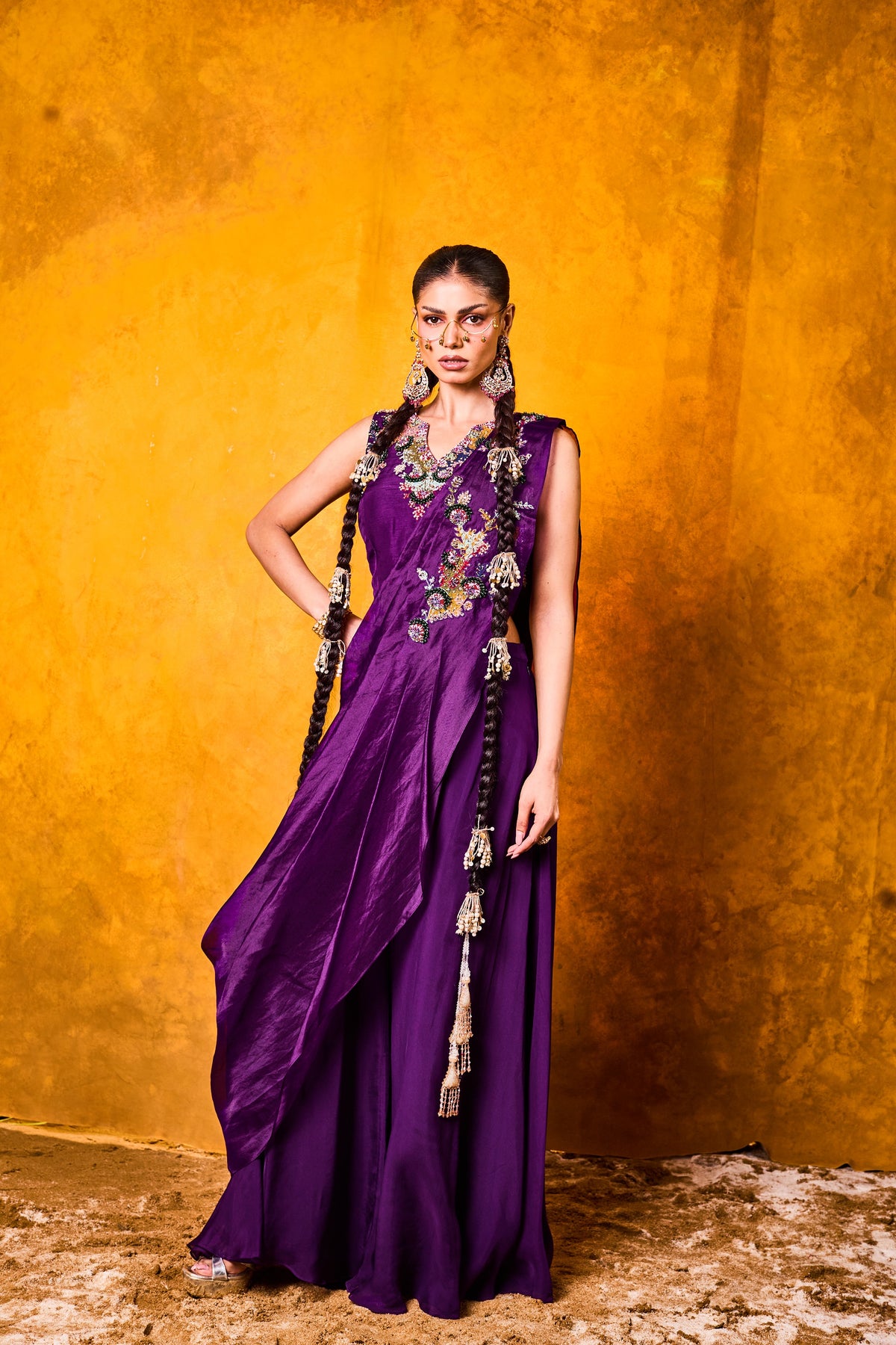 Amethyst Guldaan Saree