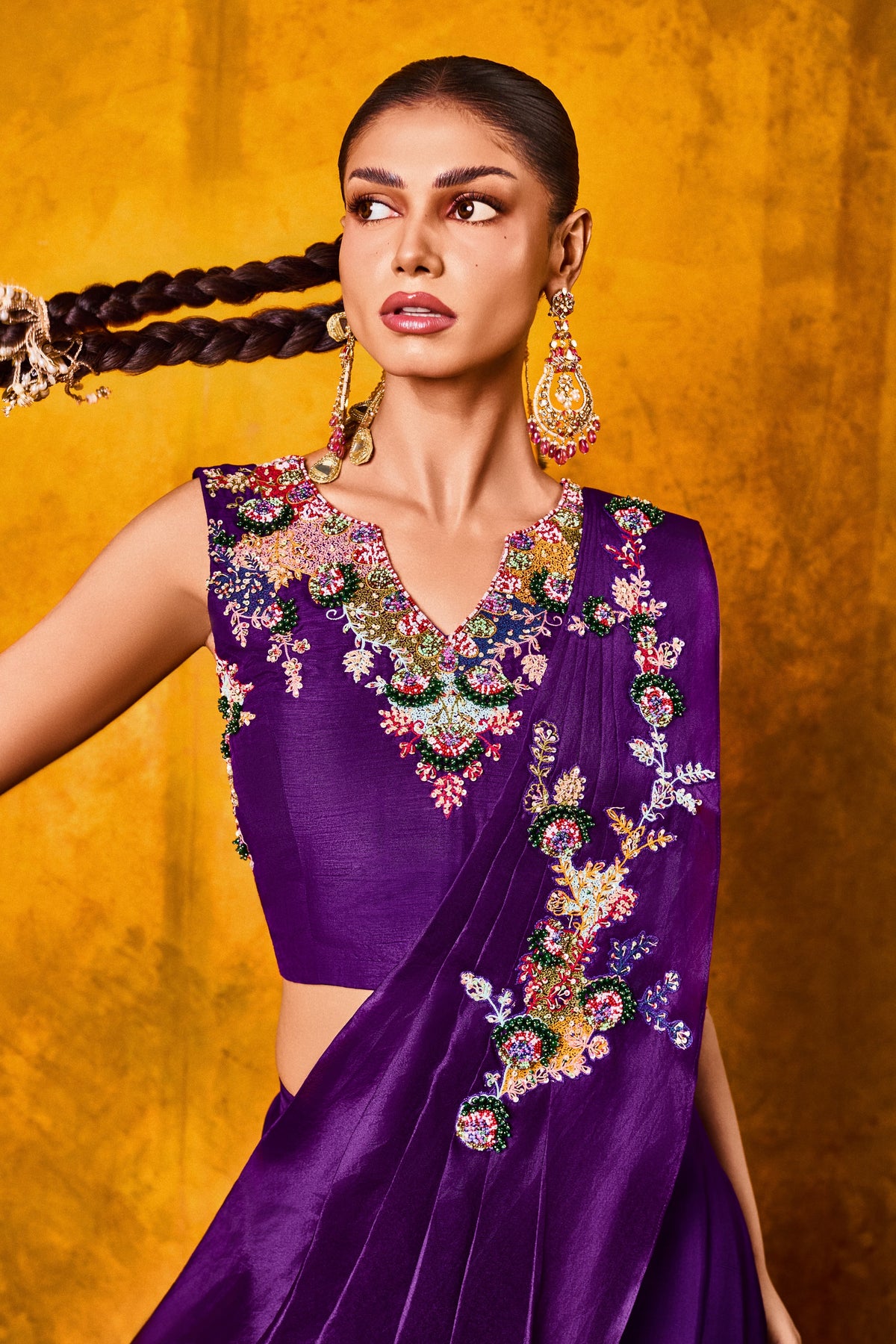 Amethyst Guldaan Saree